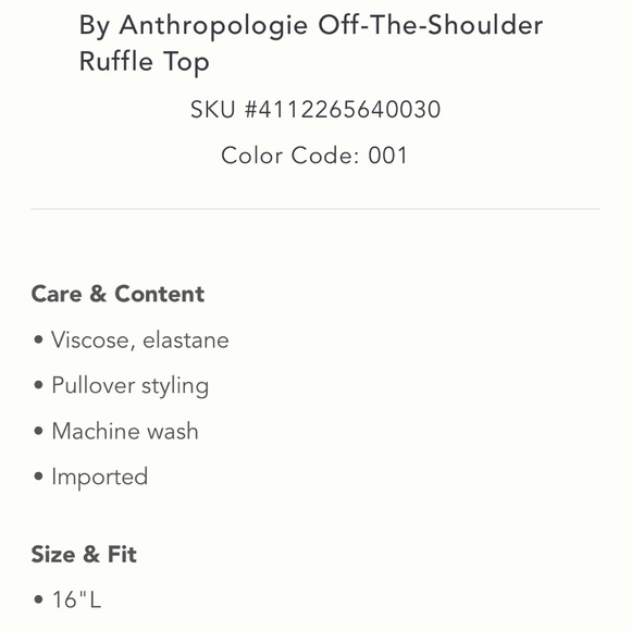 ✨ Anthropologie Off-the-Shoulder Ruffle Top Sz XS - Picture 5 of 5